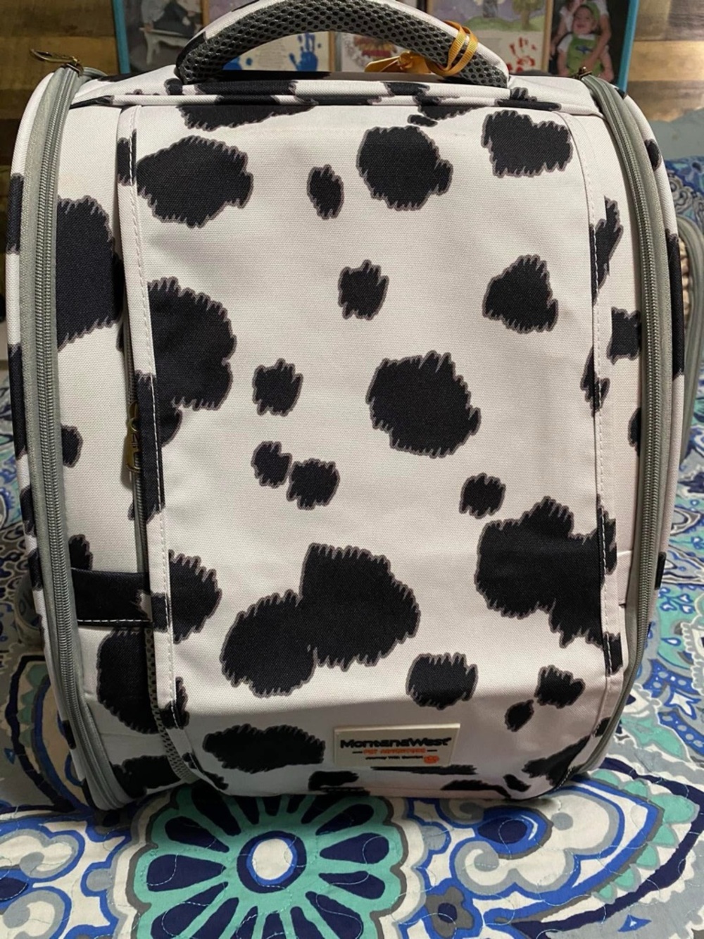 Montana West Black and White Cow Print Pet Carrier NWT